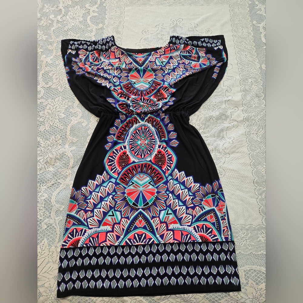 Signature by Sangria Multicolor Geometric Dress Sz 8 - Picture 2 of 9